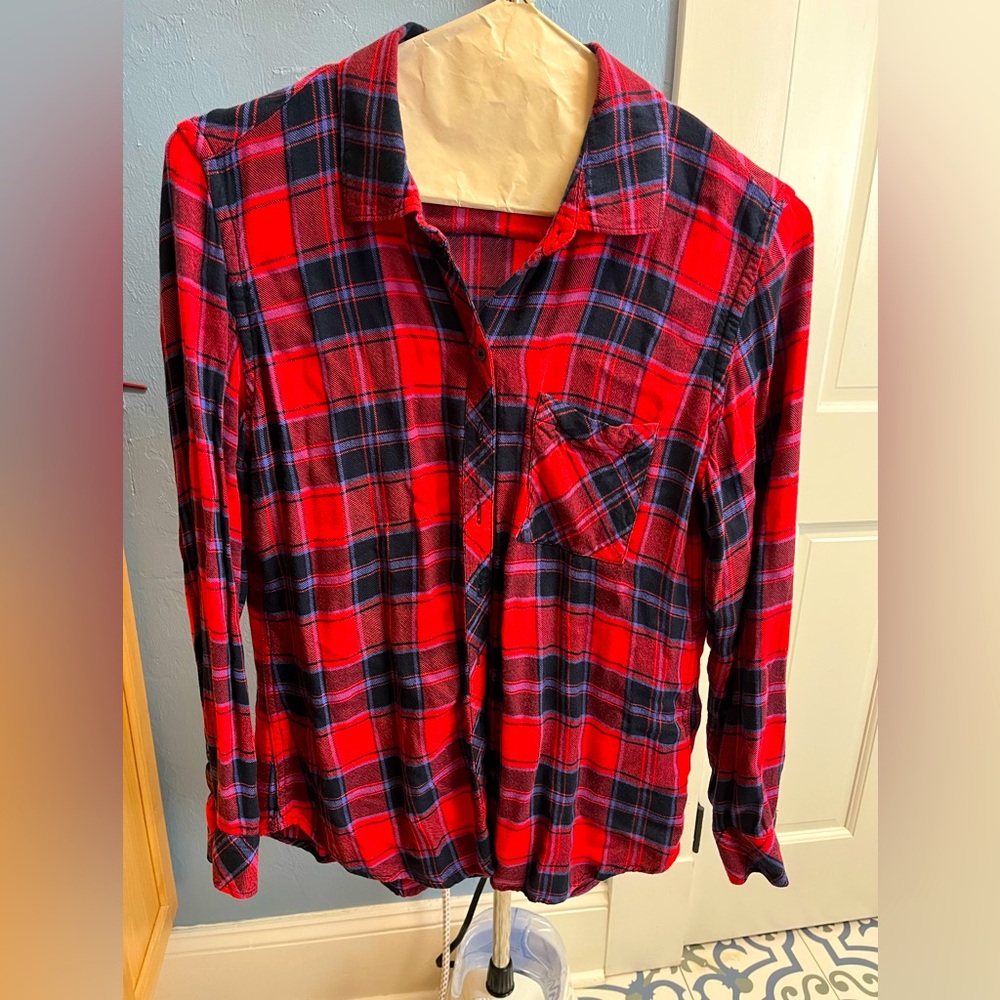 Gap Soft Flannel Shirt, Long Sleeve, Red, size M